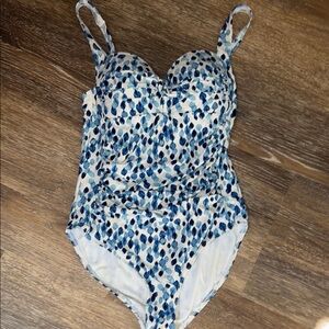 Niptuck  Blue and White One-Piece Swimsuit size 6